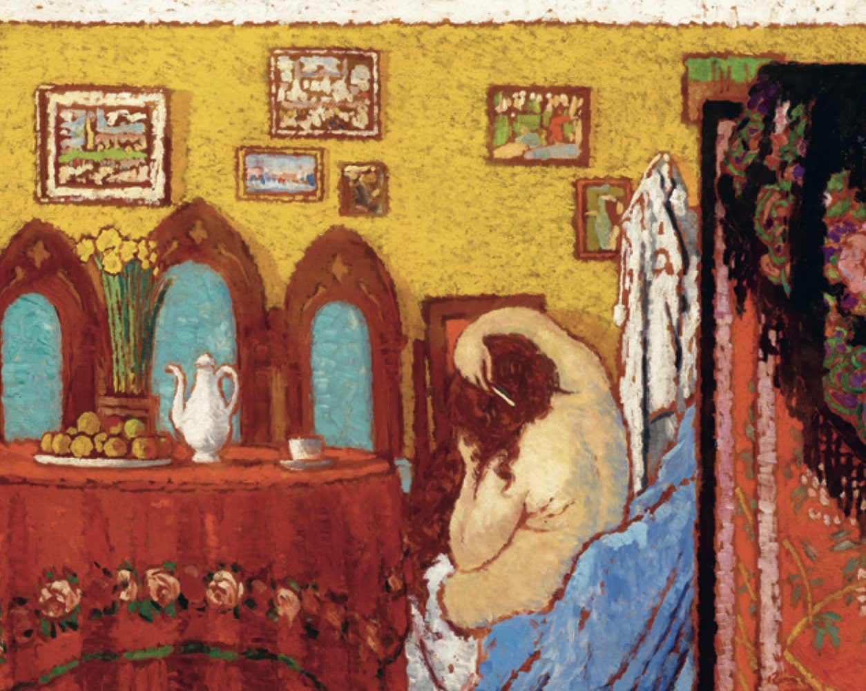 Rippl-Rónai József: Fésülködő nő, 1909, olaj, papírlemez, 83 × 104 cm, © Kieselbach Galéria és Aukciósház